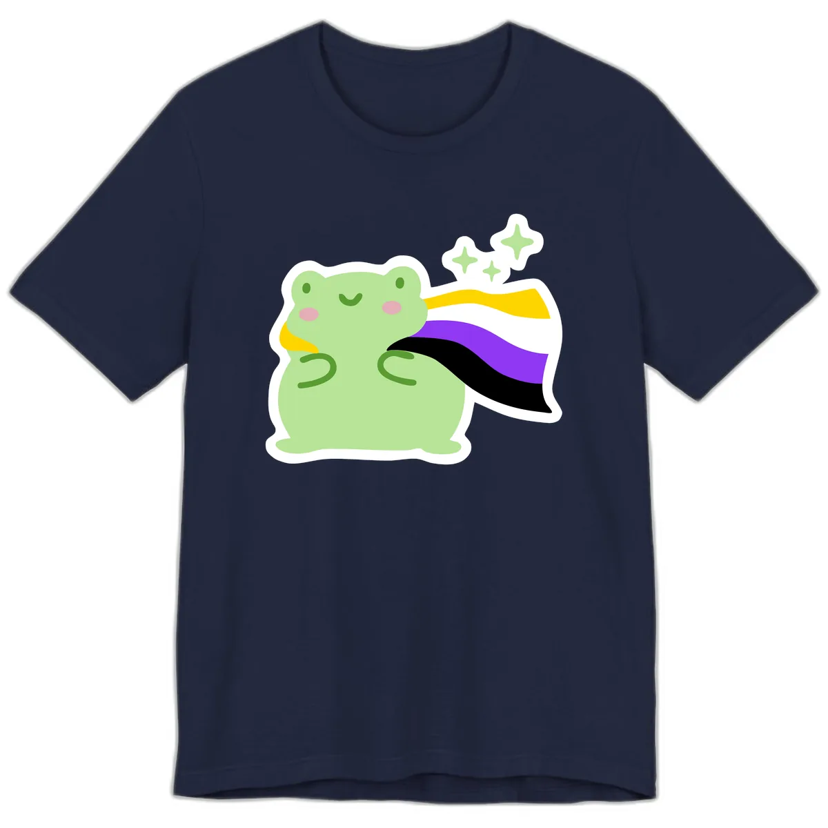 Magical Pride Frog With Rainbow Cape Premium T-Shirt in Navy