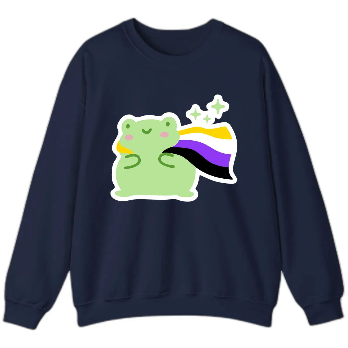 Magical Pride Frog With Rainbow Cape Sweatshirt in Navy