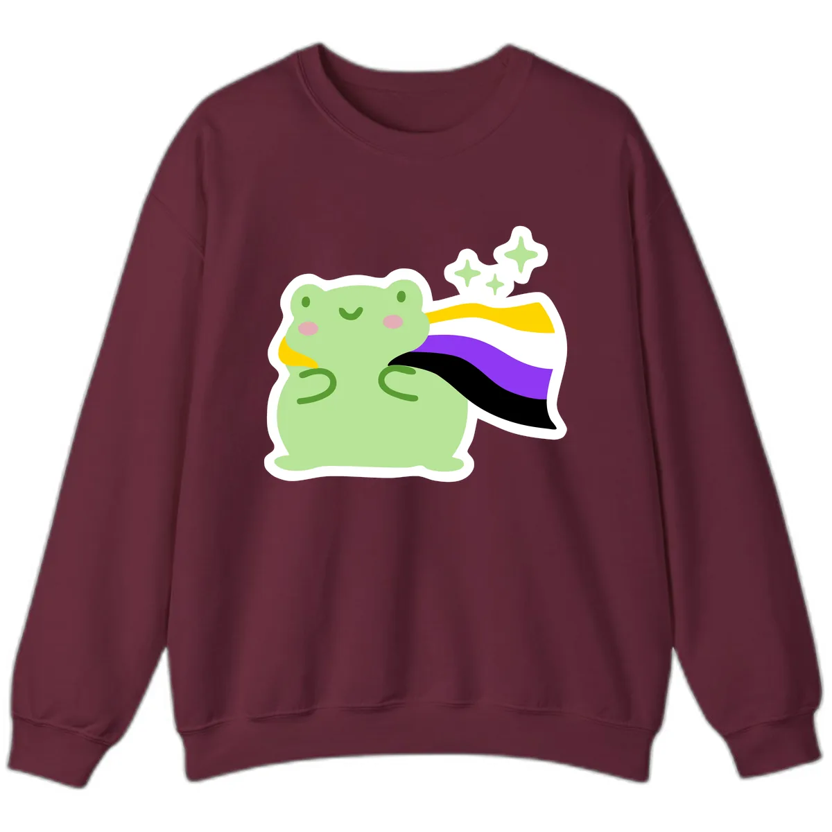Magical Pride Frog With Rainbow Cape Sweatshirt in Maroon