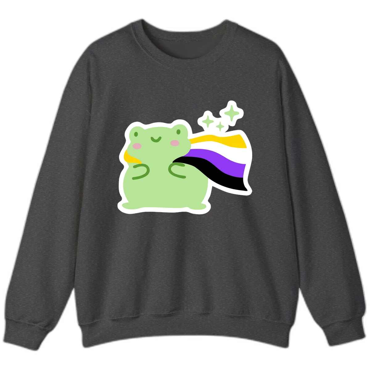 Magical Pride Frog With Rainbow Cape Sweatshirt in Dark Heather