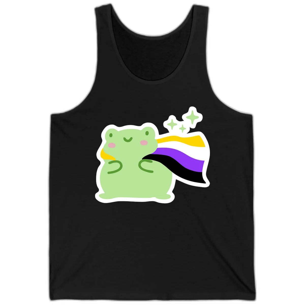 Magical Pride Frog With Rainbow Cape Tank in Black