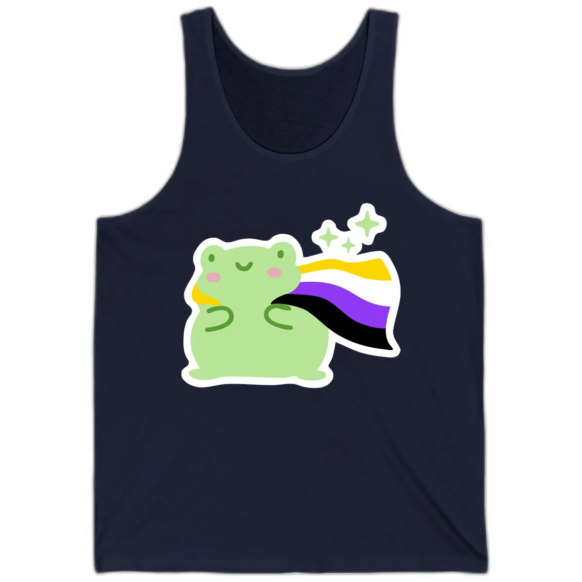 Magical Pride Frog With Rainbow Cape Tank in Navy
