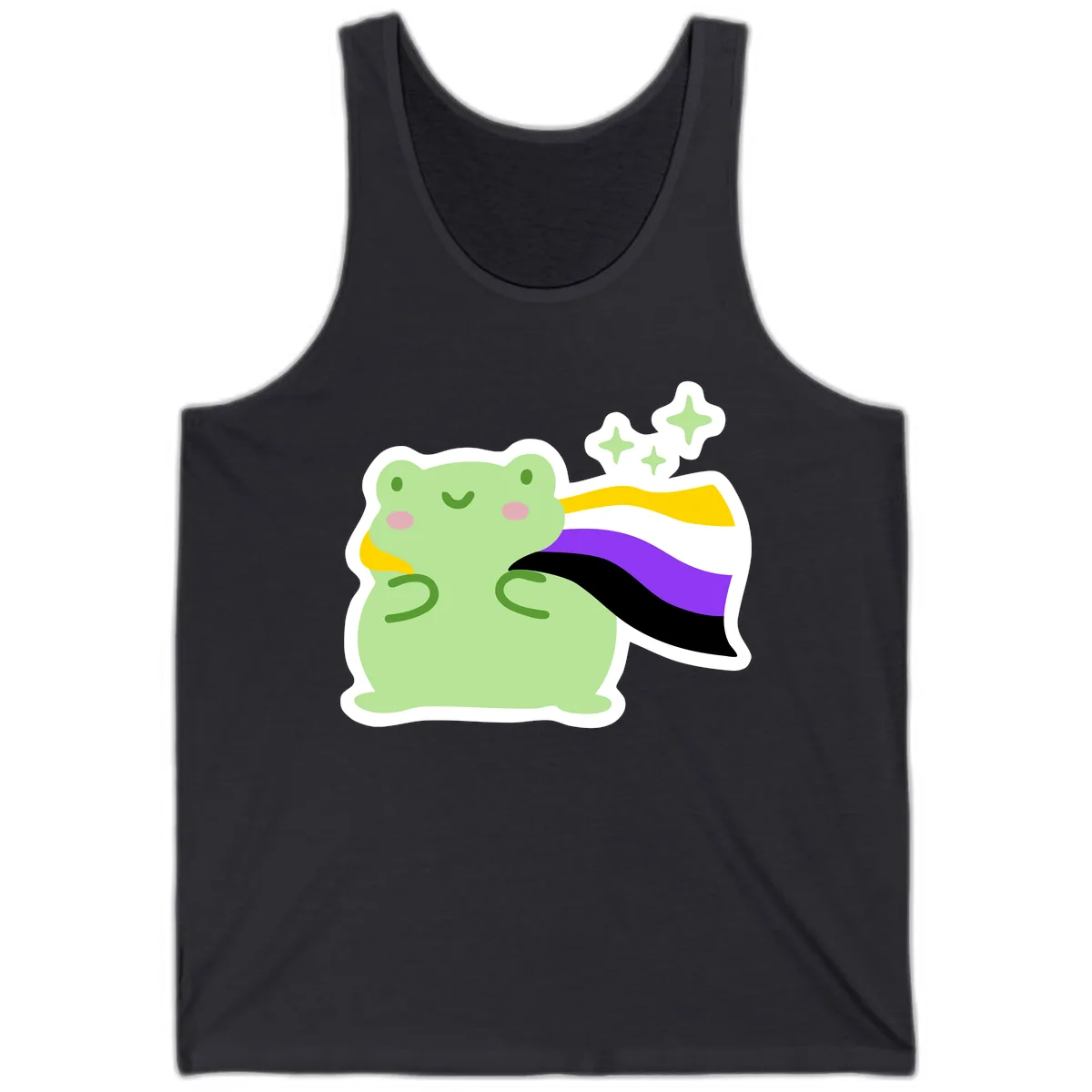Magical Pride Frog With Rainbow Cape Tank in Dark Grey