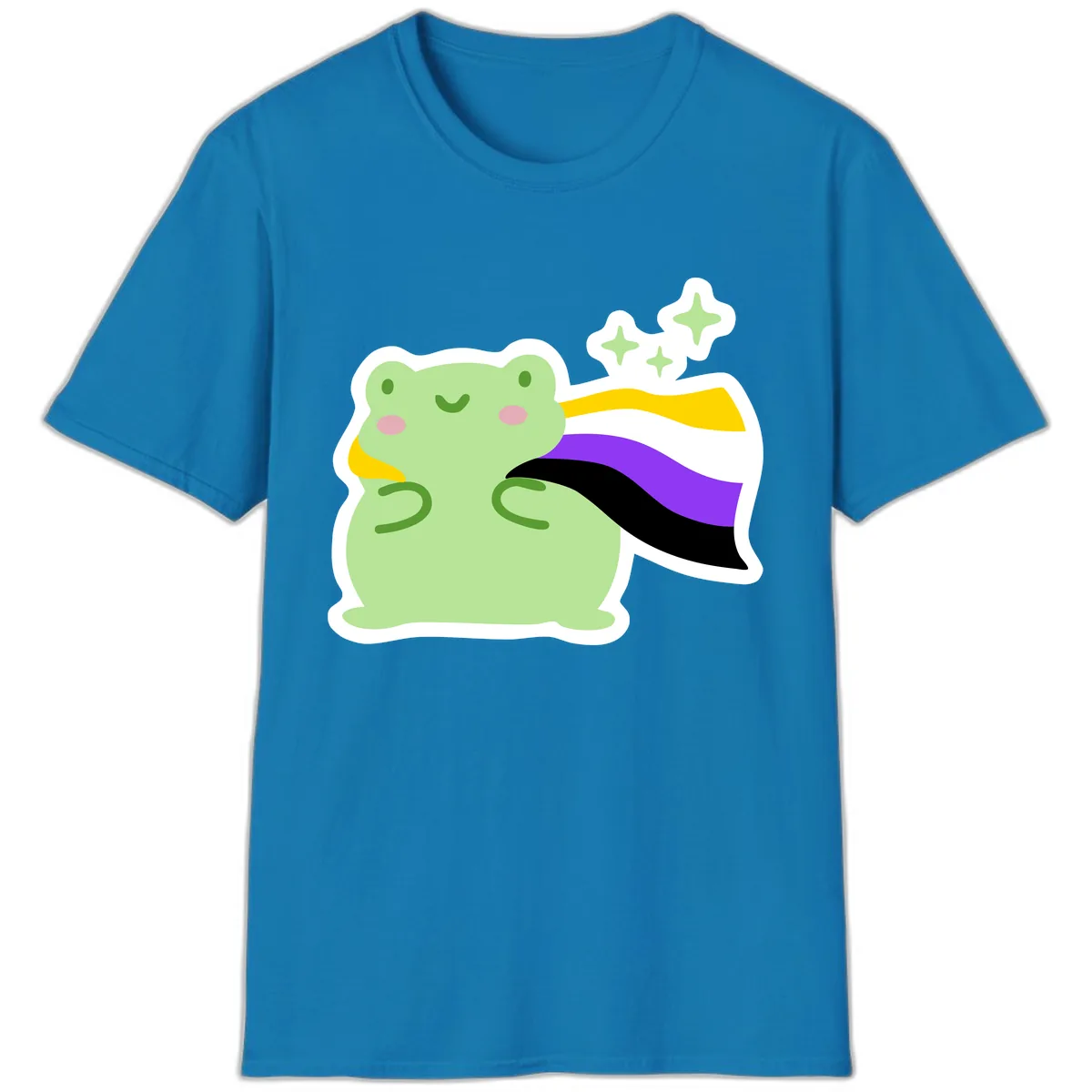Magical Pride Frog With Rainbow Cape T-Shirt in Sapphire
