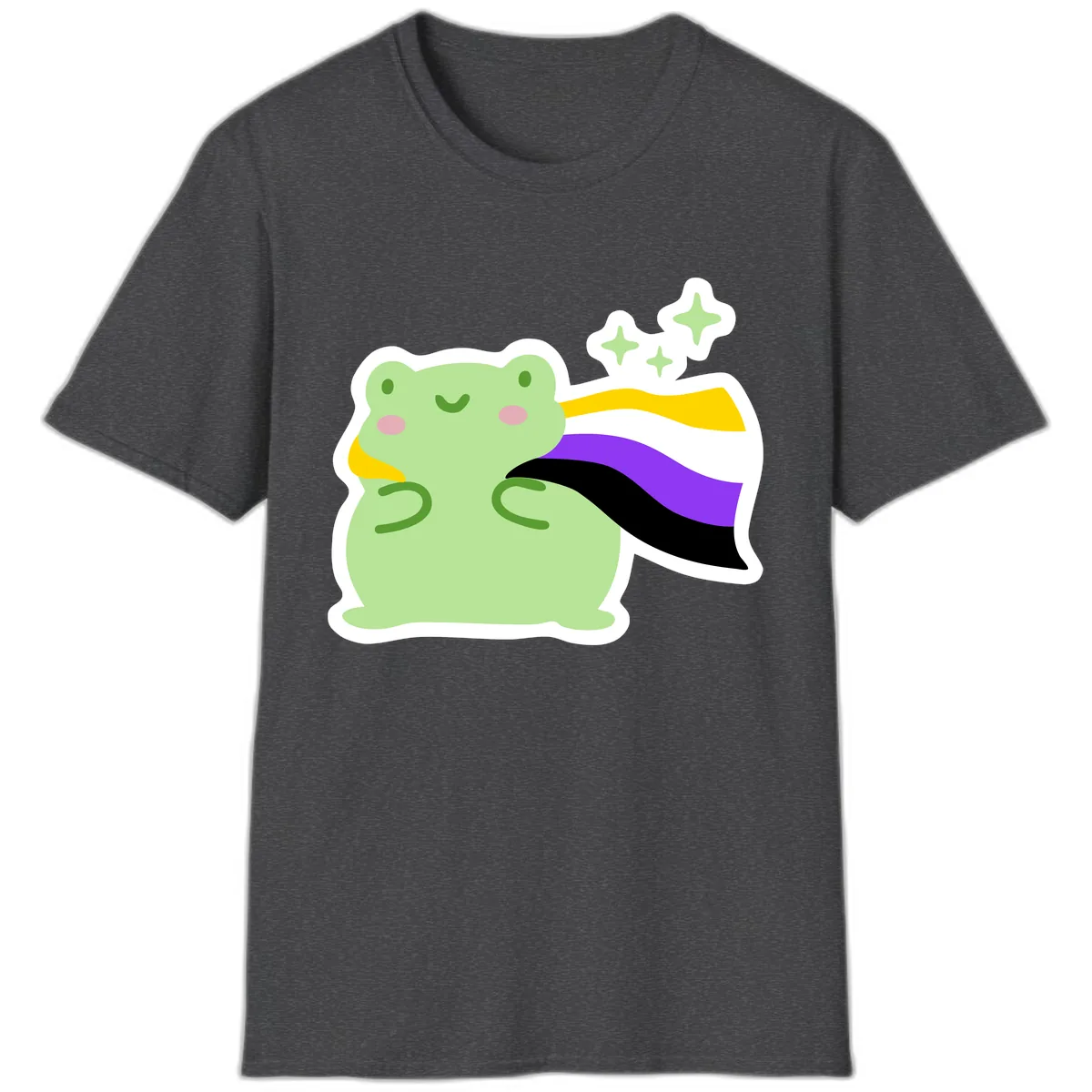 Magical Pride Frog With Rainbow Cape T-Shirt in Dark Heather