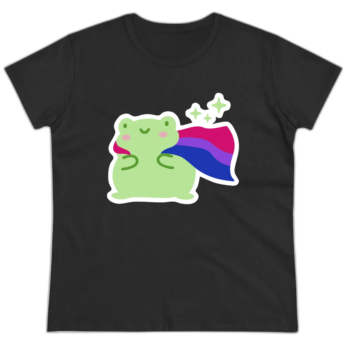 Super Frog Pride Cape Ladies Tee in Black