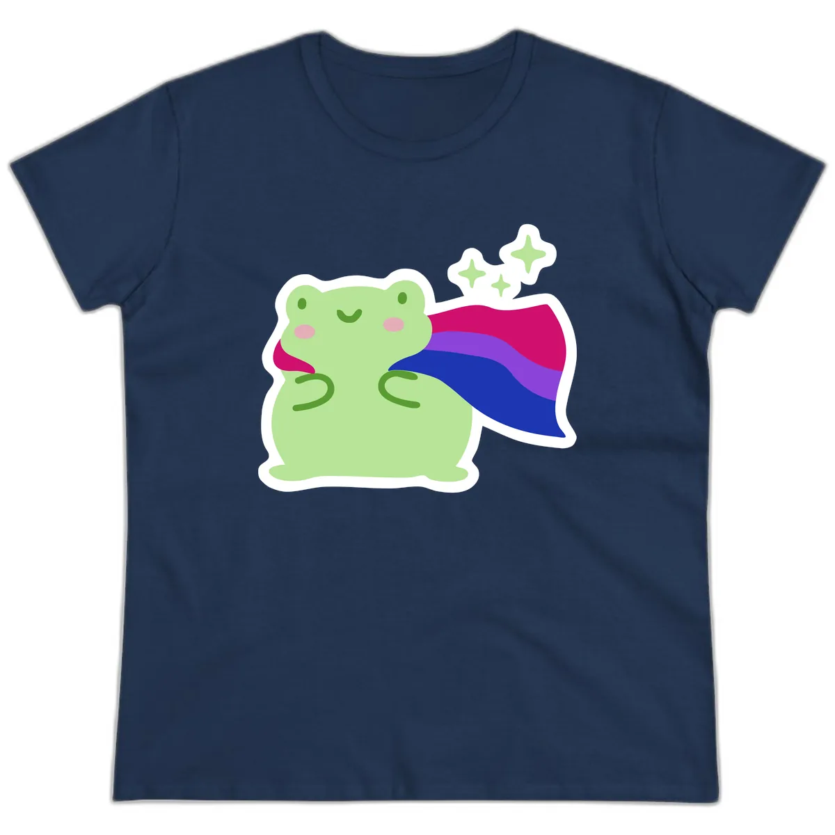 Super Frog Pride Cape Ladies Tee in Navy