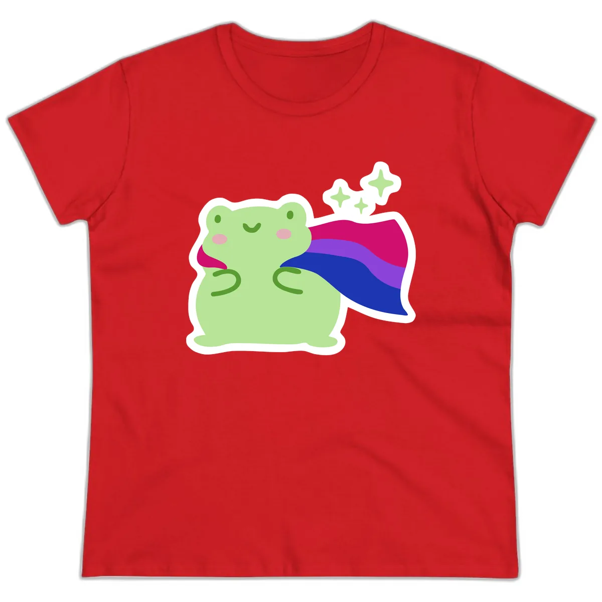 Super Frog Pride Cape Ladies Tee in Red