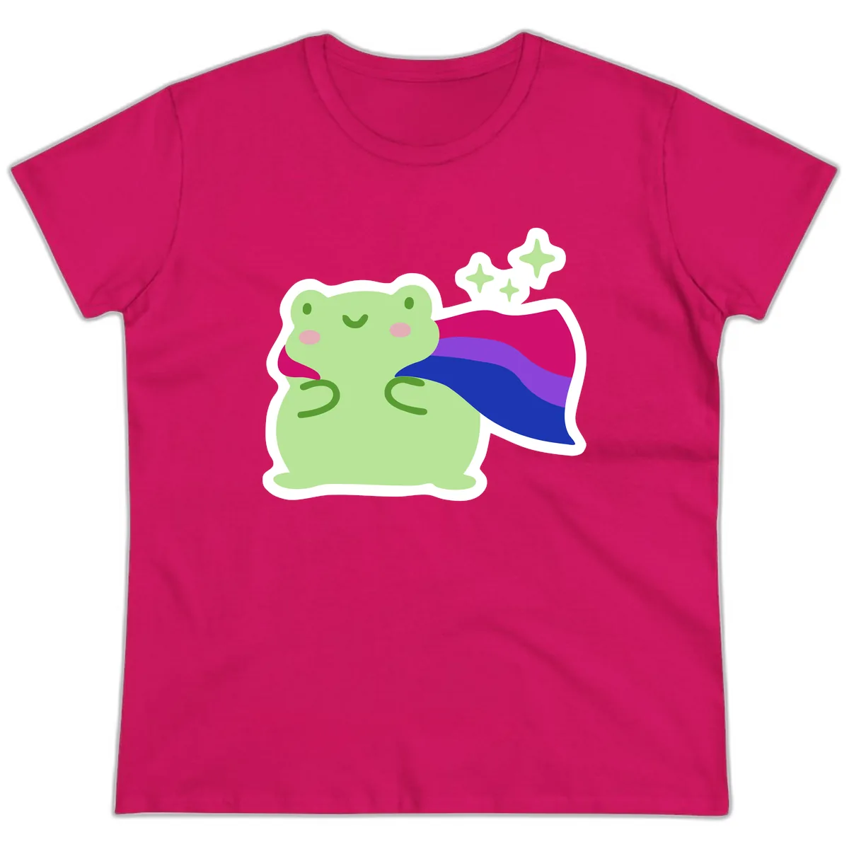 Super Frog Pride Cape Ladies Tee in Heliconia