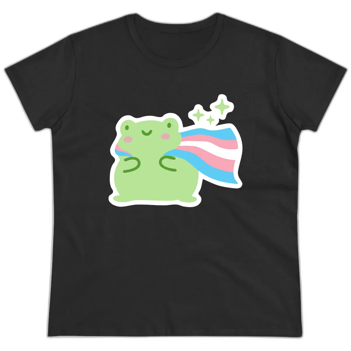 Magical Frog With Sparkles And Cape Ladies Tee in Black