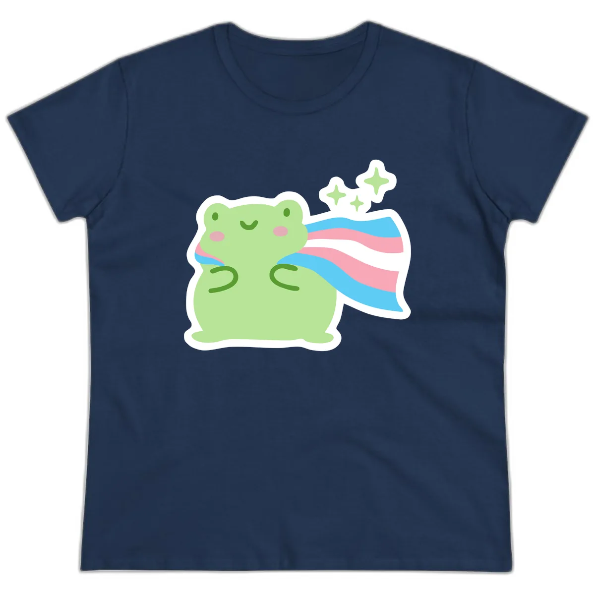 Magical Frog With Sparkles And Cape Ladies Tee in Navy