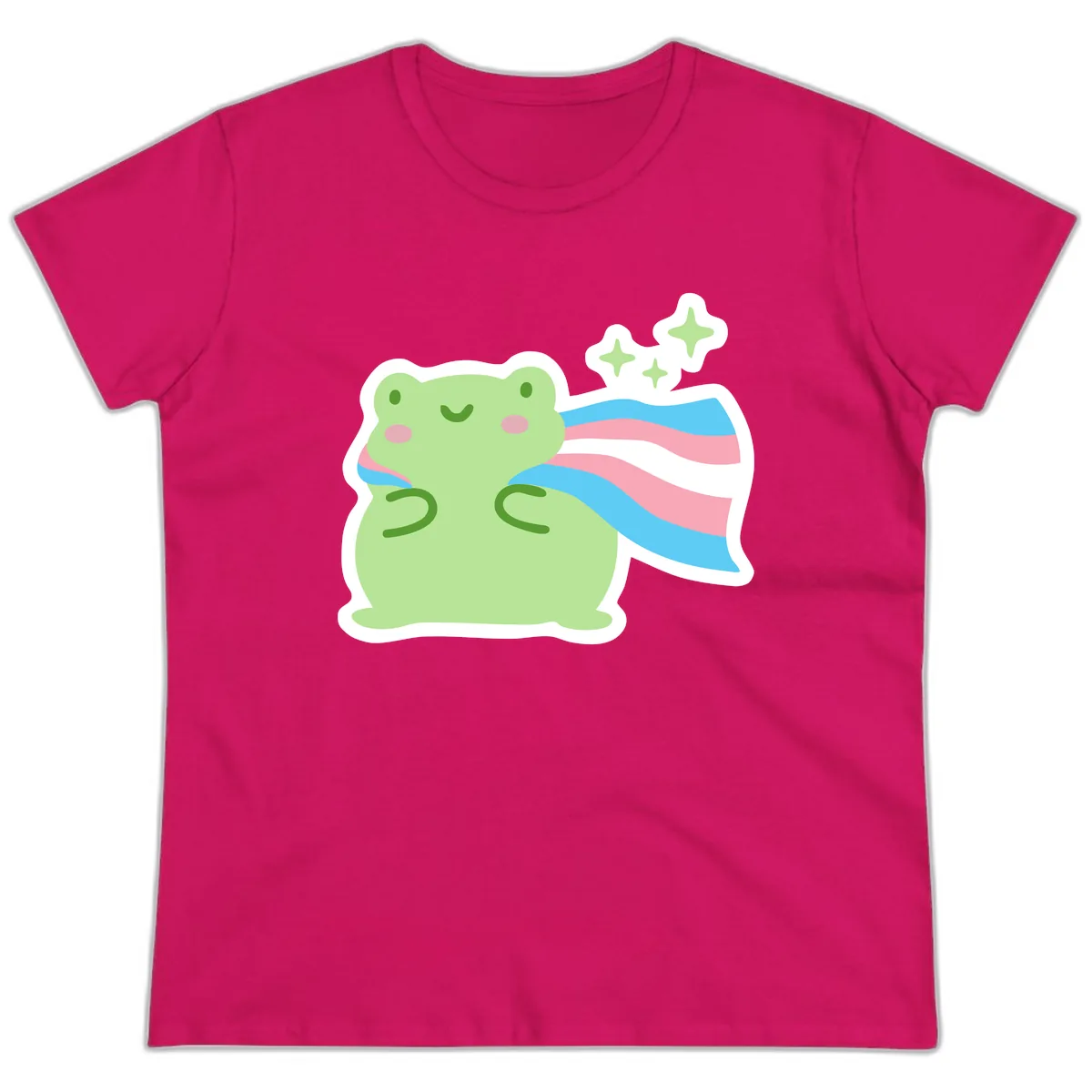 Magical Frog With Sparkles And Cape Ladies Tee in Heliconia