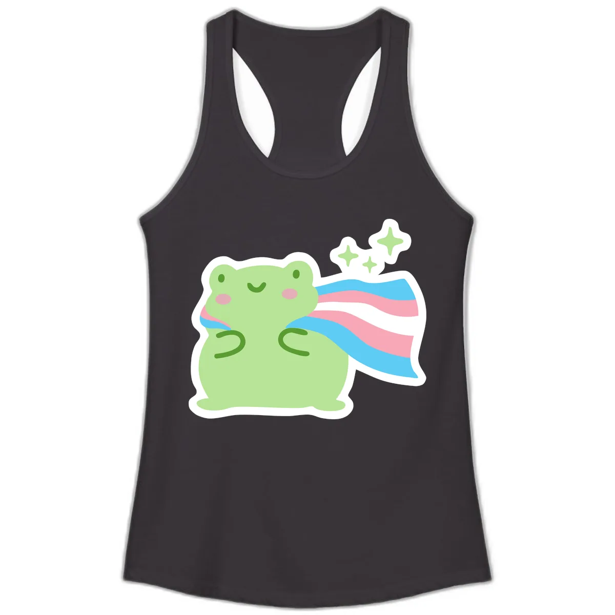Magical Frog With Sparkles And Cape Ladies Tank in Black