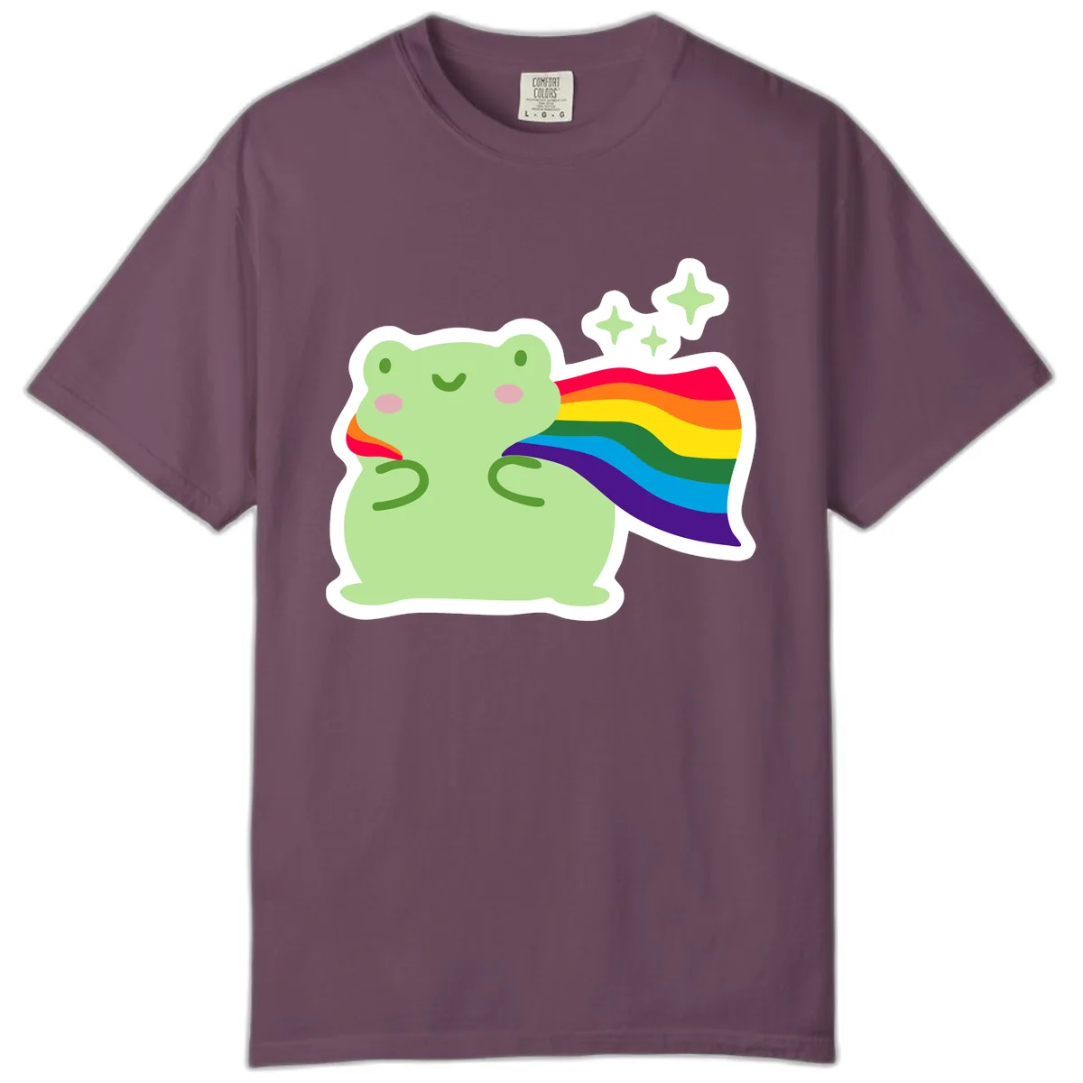 Rainbow Pride Frog With Sparkles Comfort Color in Berry