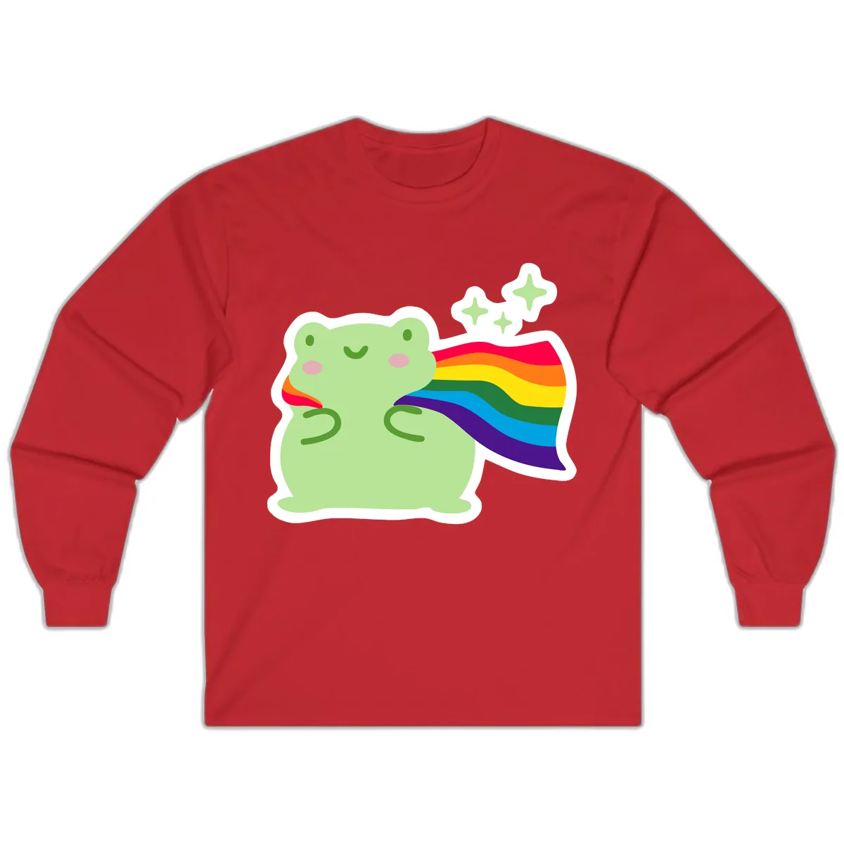 Rainbow Pride Frog With Sparkles Long Sleeve in Red