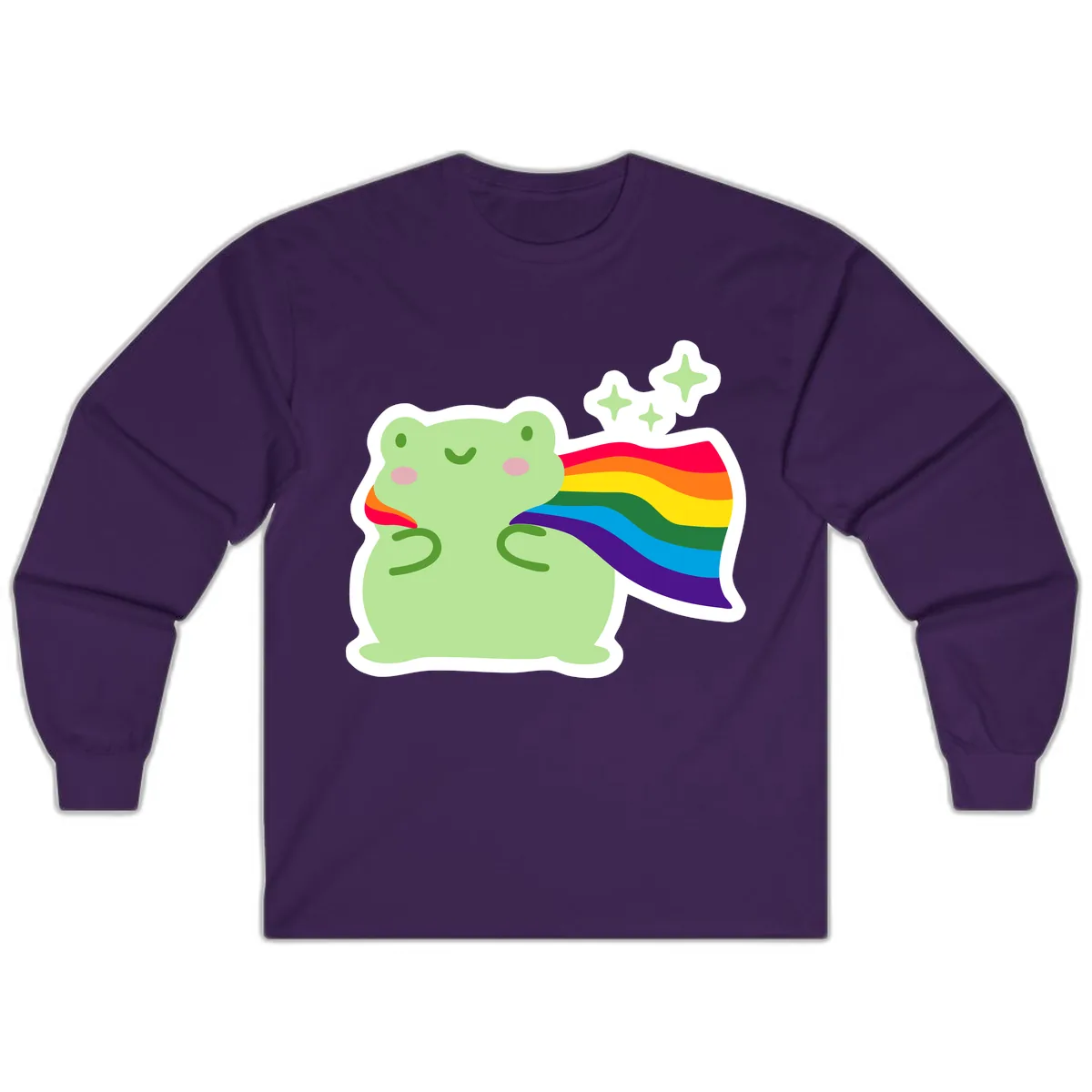 Rainbow Pride Frog With Sparkles Long Sleeve in Purple