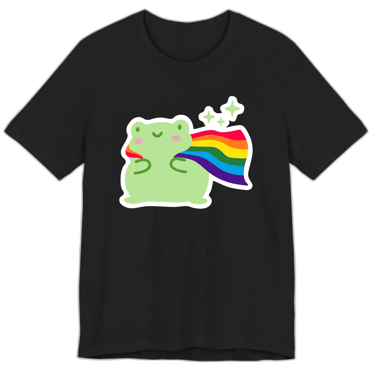 Rainbow Pride Frog With Sparkles Premium T-Shirt in Black