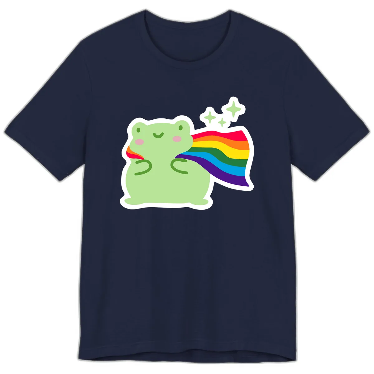 Rainbow Pride Frog With Sparkles Premium T-Shirt in Navy