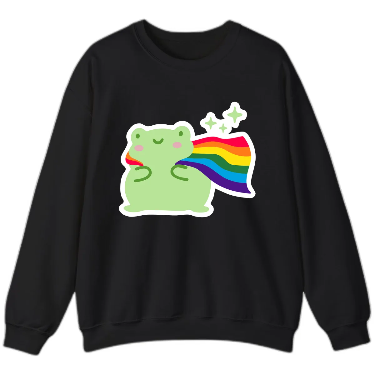 Rainbow Pride Frog With Sparkles Sweatshirt in Black