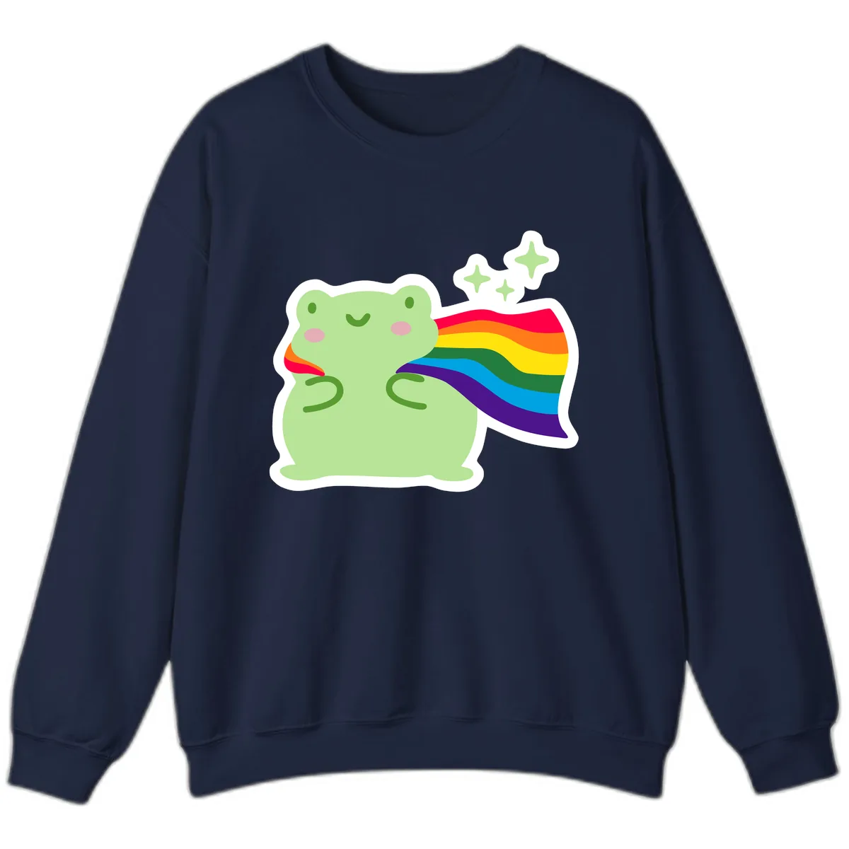 Rainbow Pride Frog With Sparkles Sweatshirt in Navy