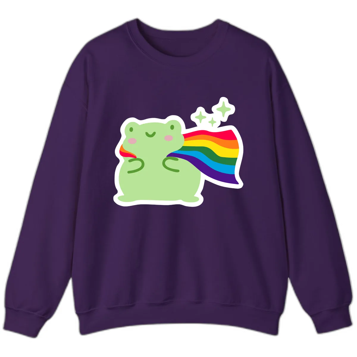 Rainbow Pride Frog With Sparkles Sweatshirt in Purple