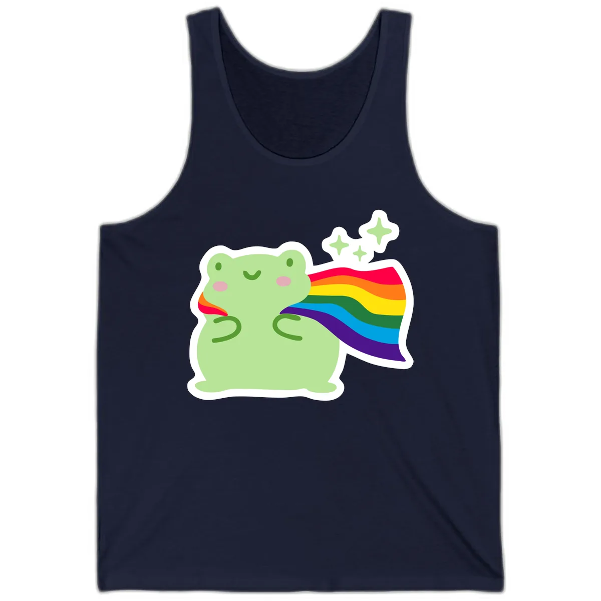 Rainbow Pride Frog With Sparkles Tank in Navy