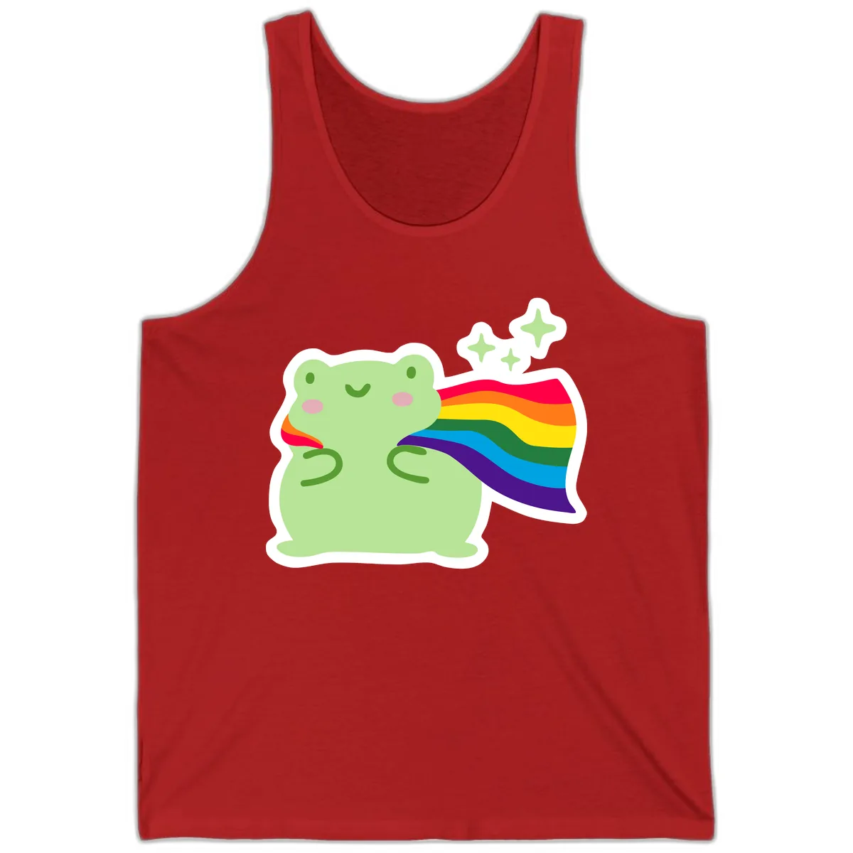 Rainbow Pride Frog With Sparkles Tank in Red