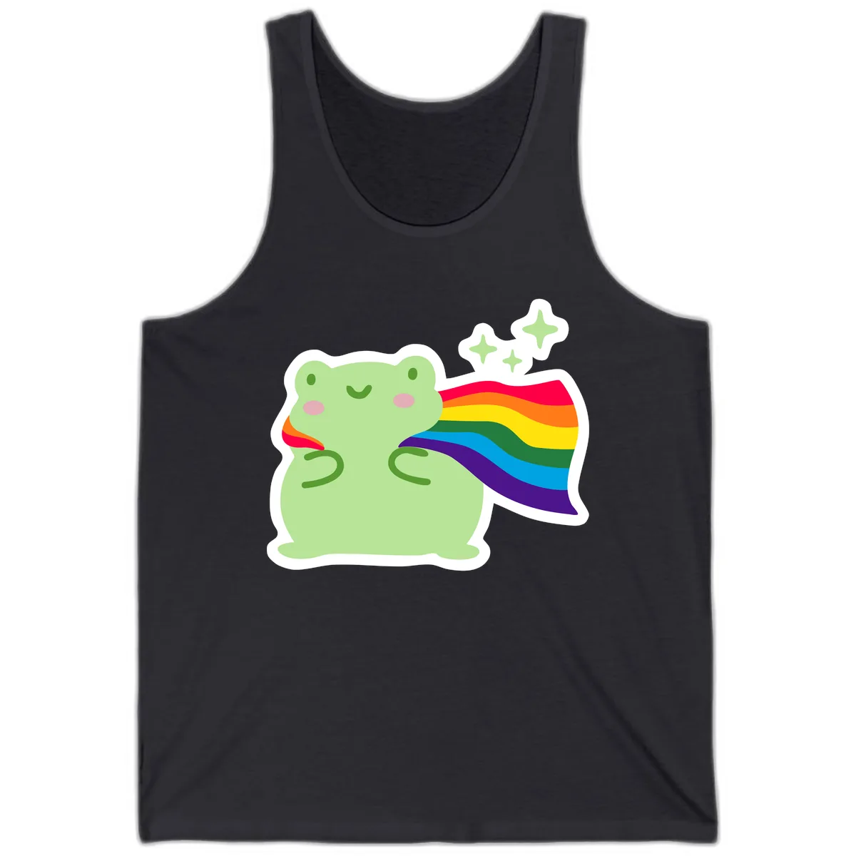 Rainbow Pride Frog With Sparkles Tank in Dark Grey