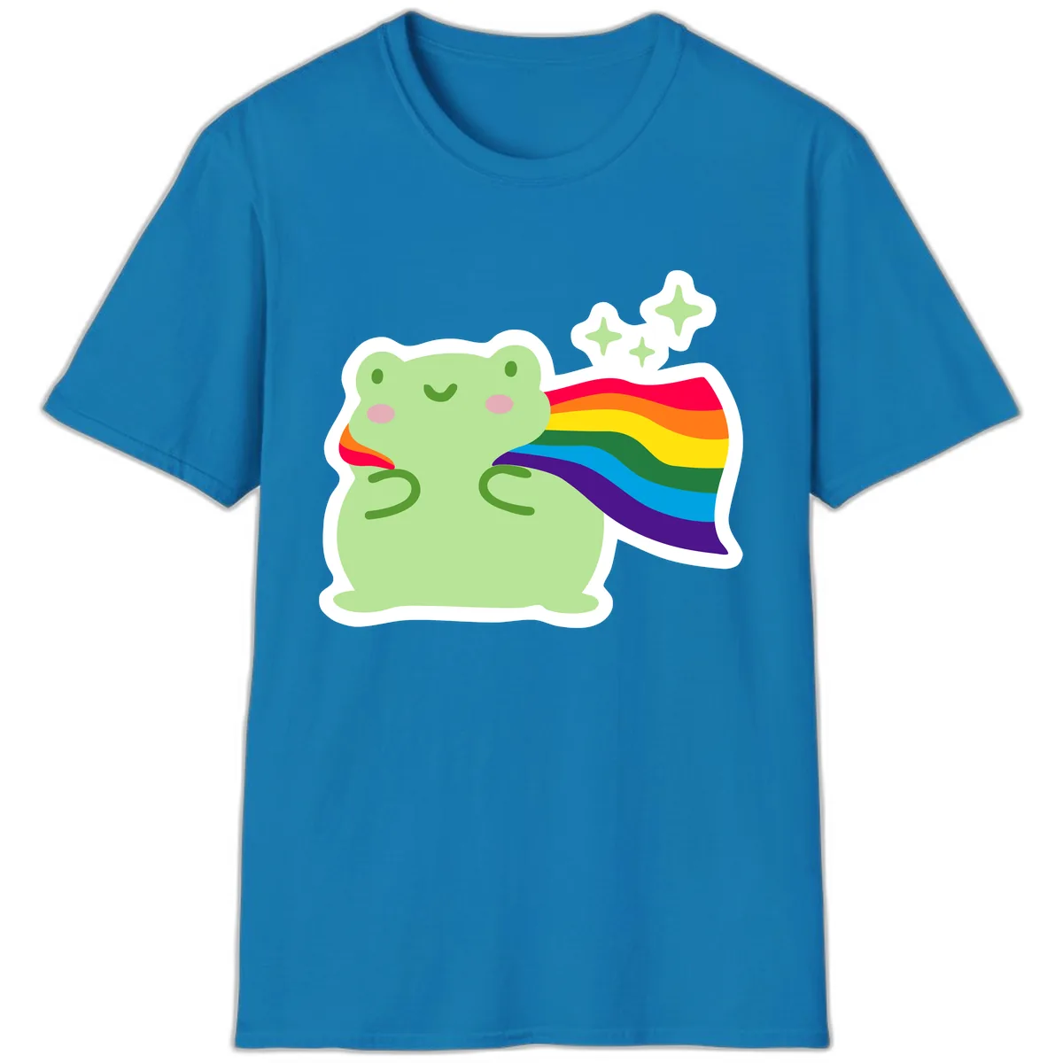 Rainbow Pride Frog With Sparkles T-Shirt in Sapphire