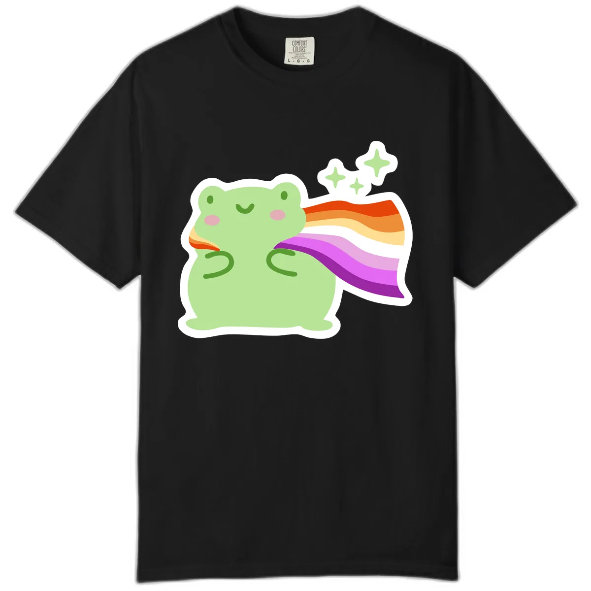 Rainbow Pride Frog With Stars Comfort Color in Black