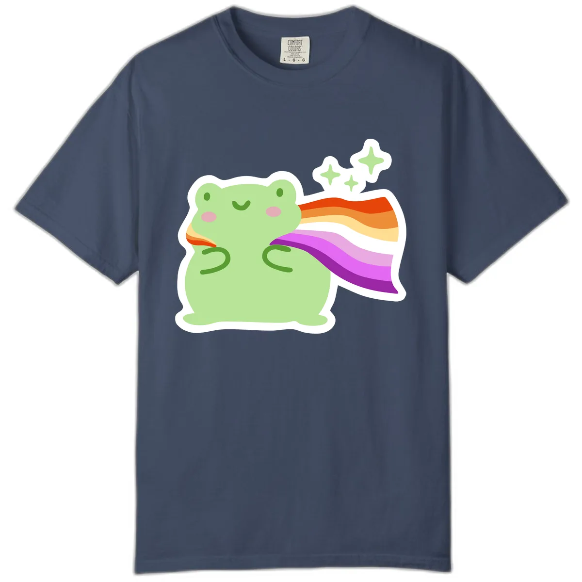 Rainbow Pride Frog With Stars Comfort Color in Midnight