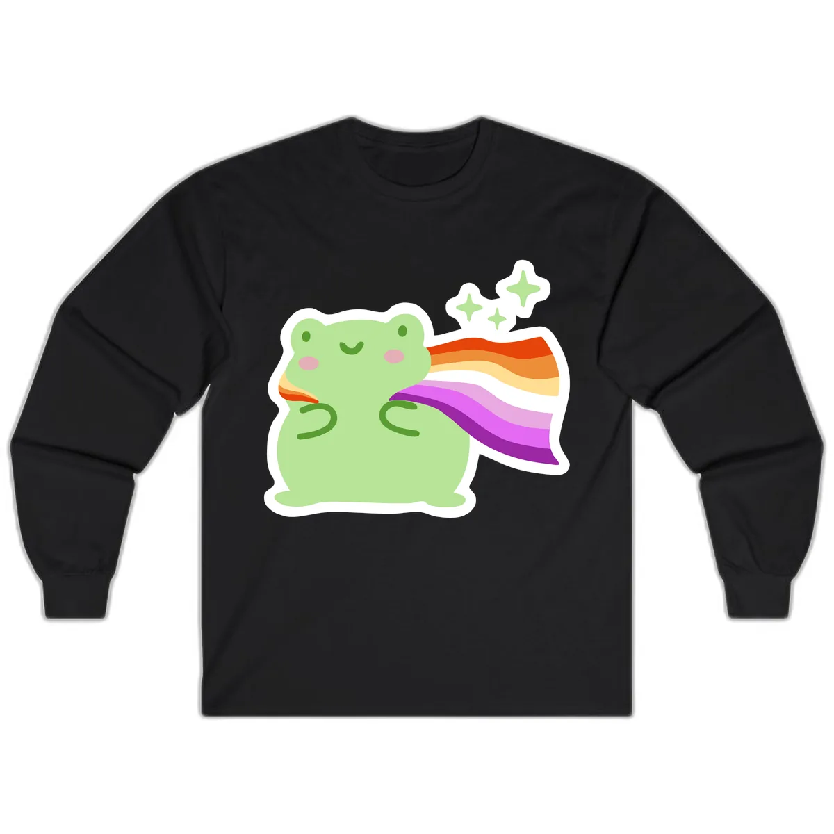 Rainbow Pride Frog With Stars Long Sleeve in Black