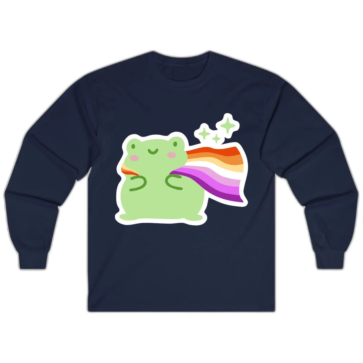 Rainbow Pride Frog With Stars Long Sleeve in Navy