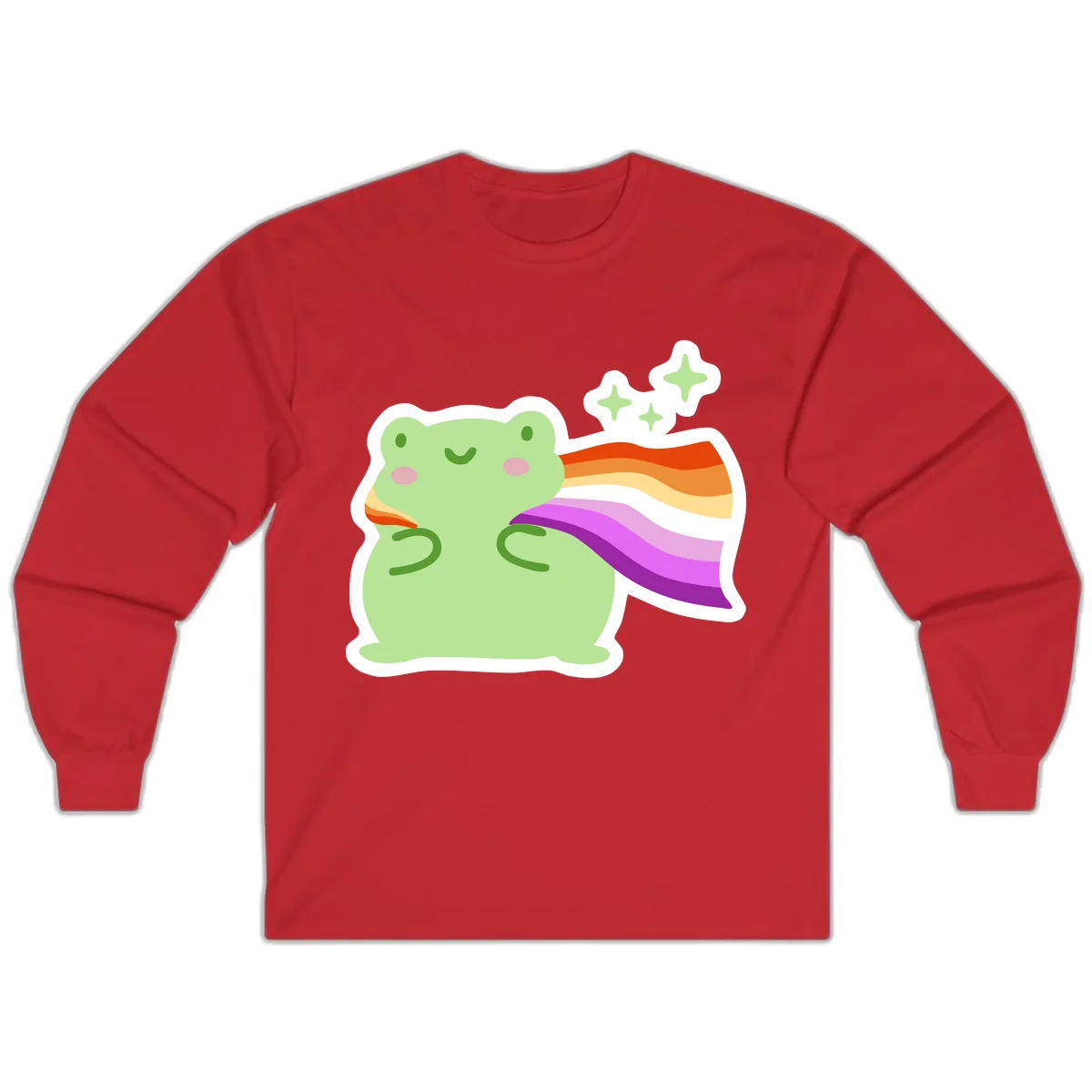 Rainbow Pride Frog With Stars Long Sleeve in Red