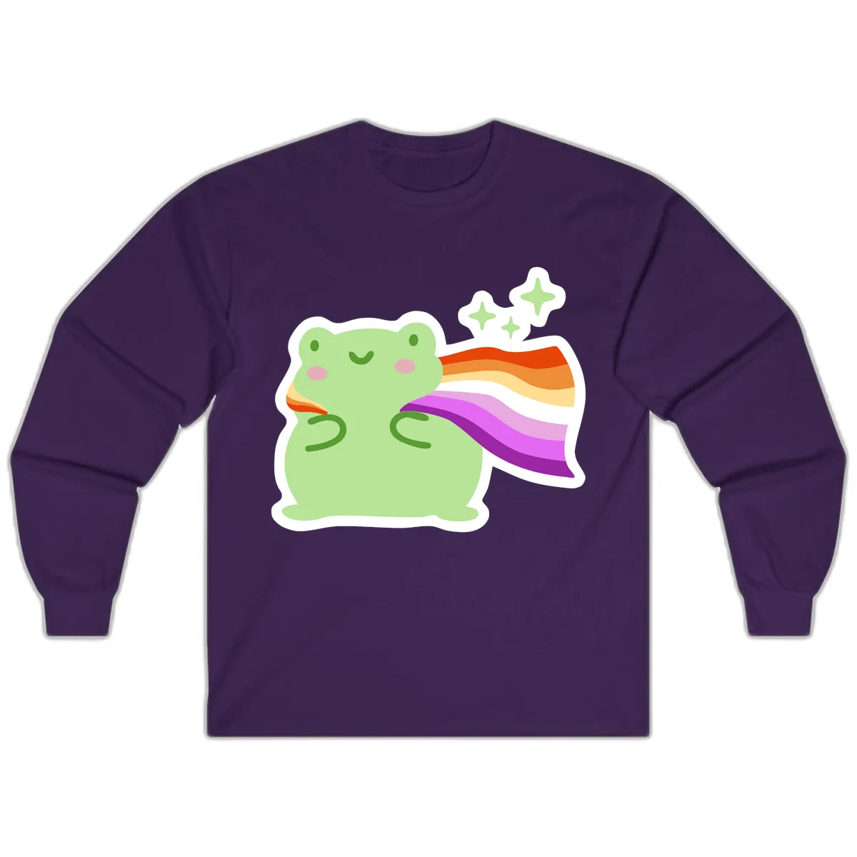 Rainbow Pride Frog With Stars Long Sleeve in Purple