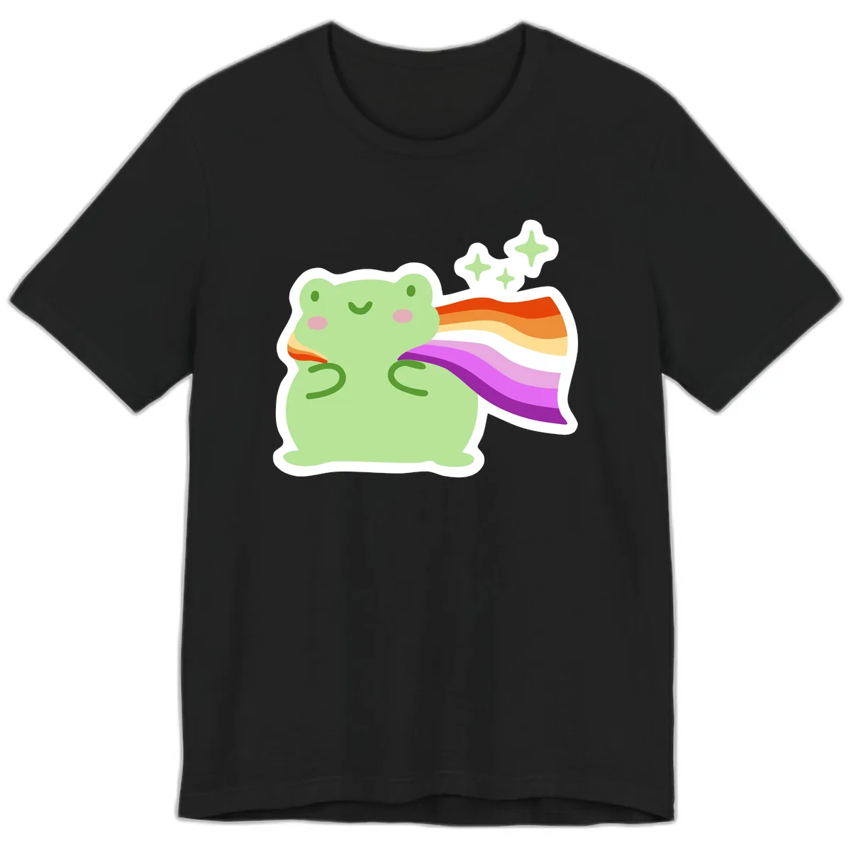Rainbow Pride Frog With Stars Premium T-Shirt in Black