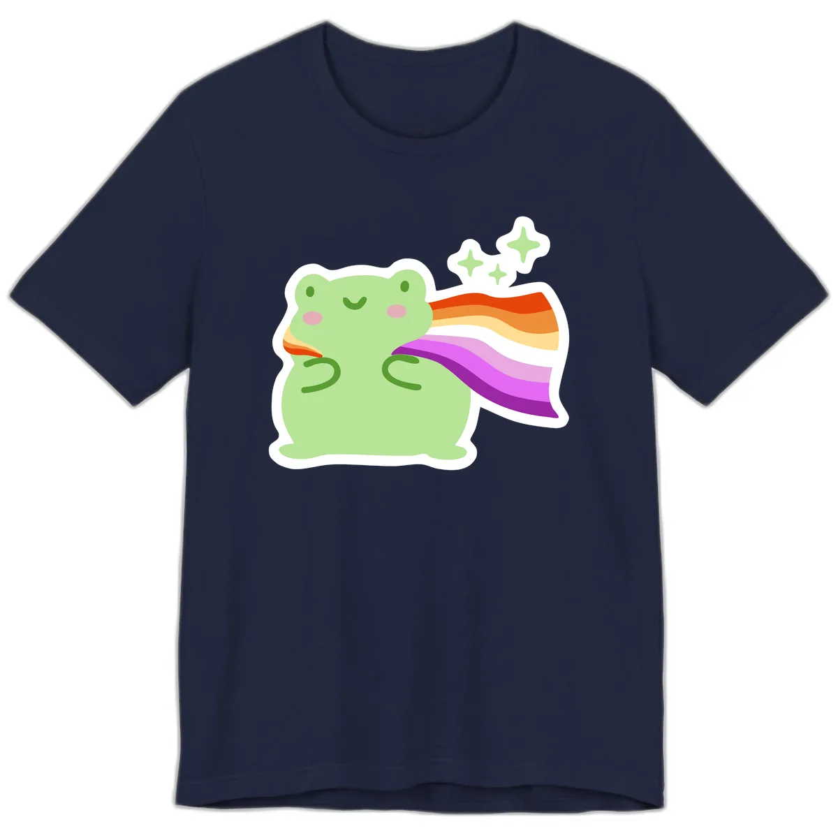 Rainbow Pride Frog With Stars Premium T-Shirt in Navy