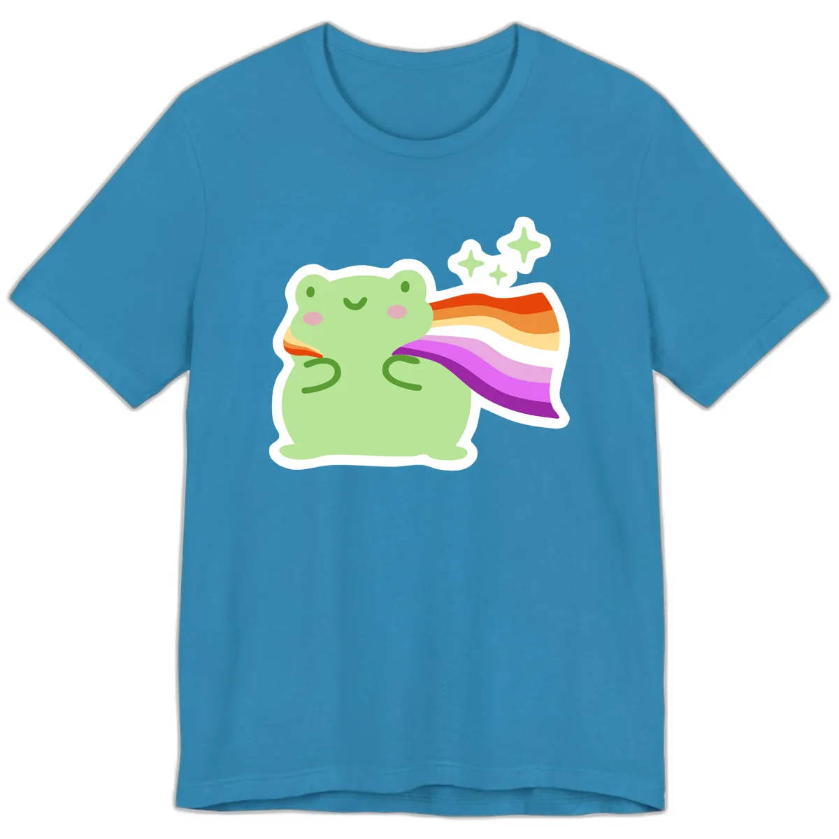 Rainbow Pride Frog With Stars Premium T-Shirt in Aqua