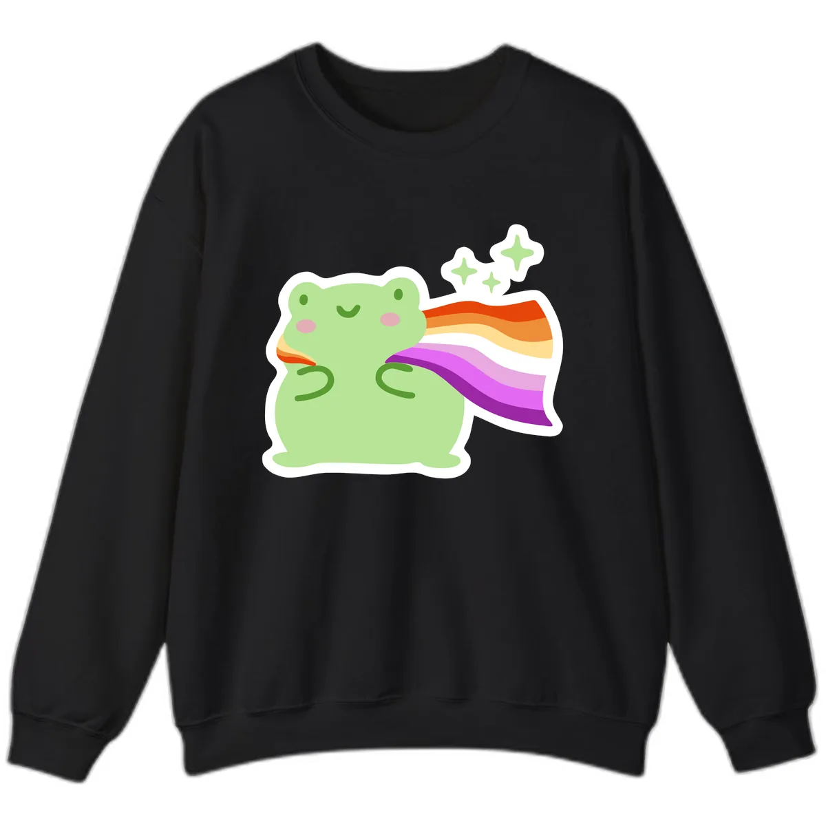 Rainbow Pride Frog With Stars Sweatshirt in Black