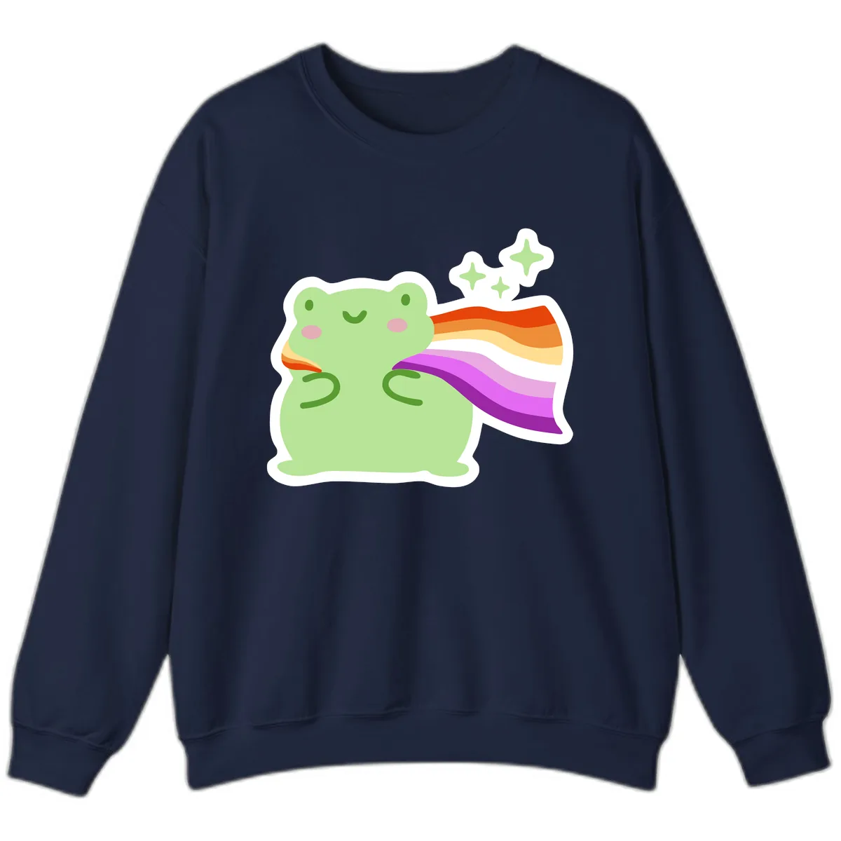 Rainbow Pride Frog With Stars Sweatshirt in Navy