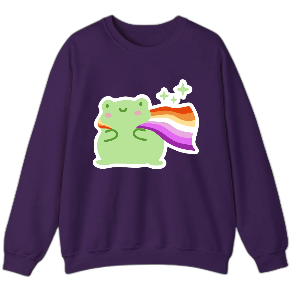 Rainbow Pride Frog With Stars Sweatshirt in Purple