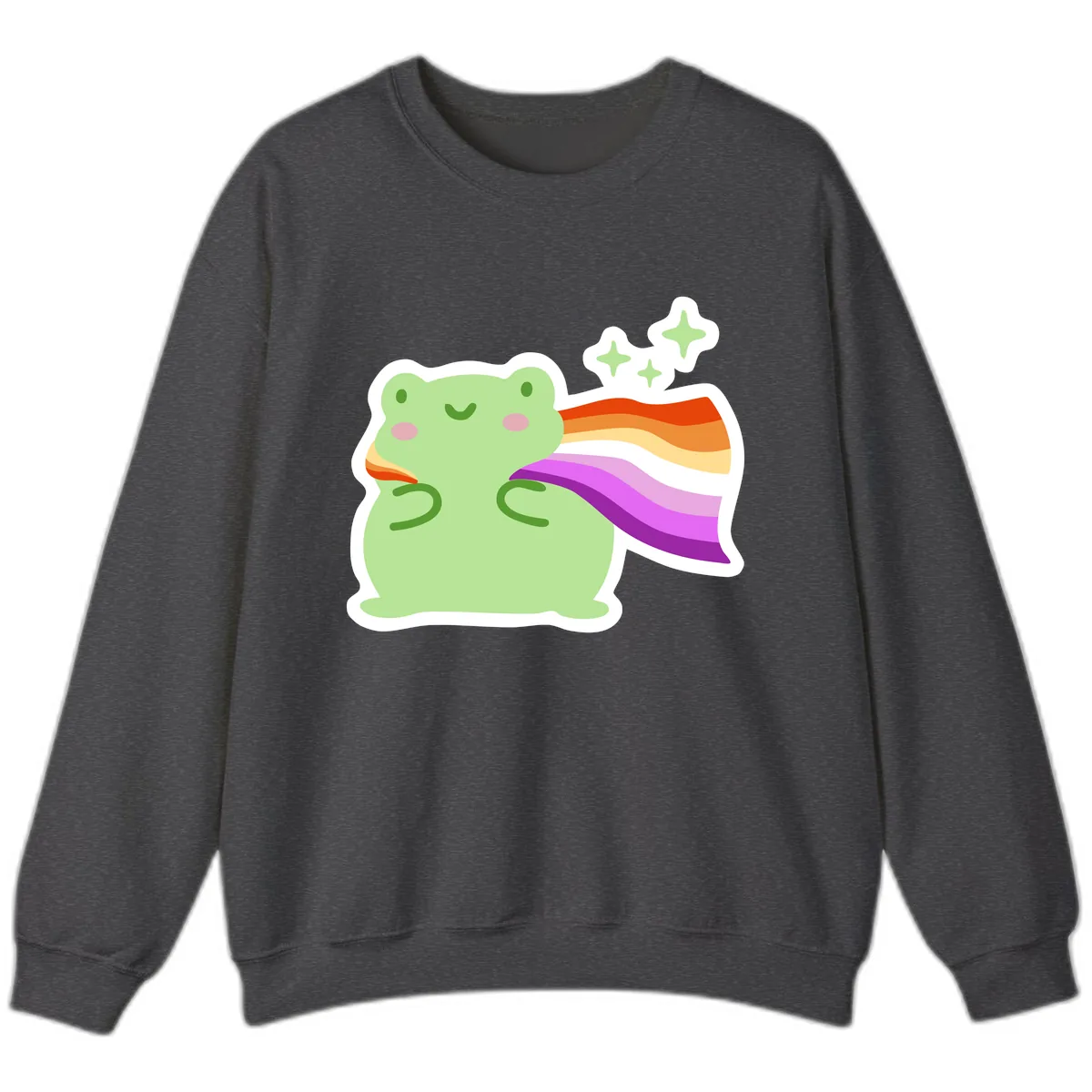 Rainbow Pride Frog With Stars Sweatshirt in Dark Heather