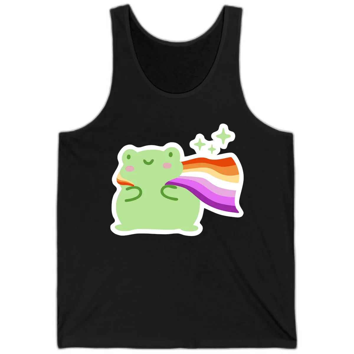 Rainbow Pride Frog With Stars Tank in Black