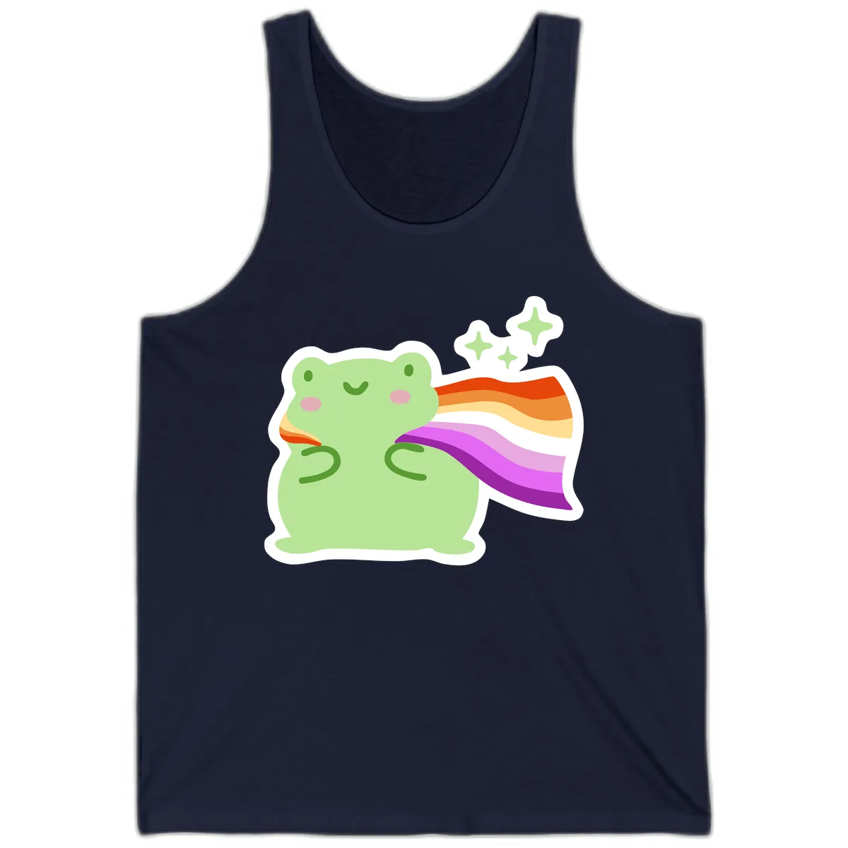 Rainbow Pride Frog With Stars Tank in Navy