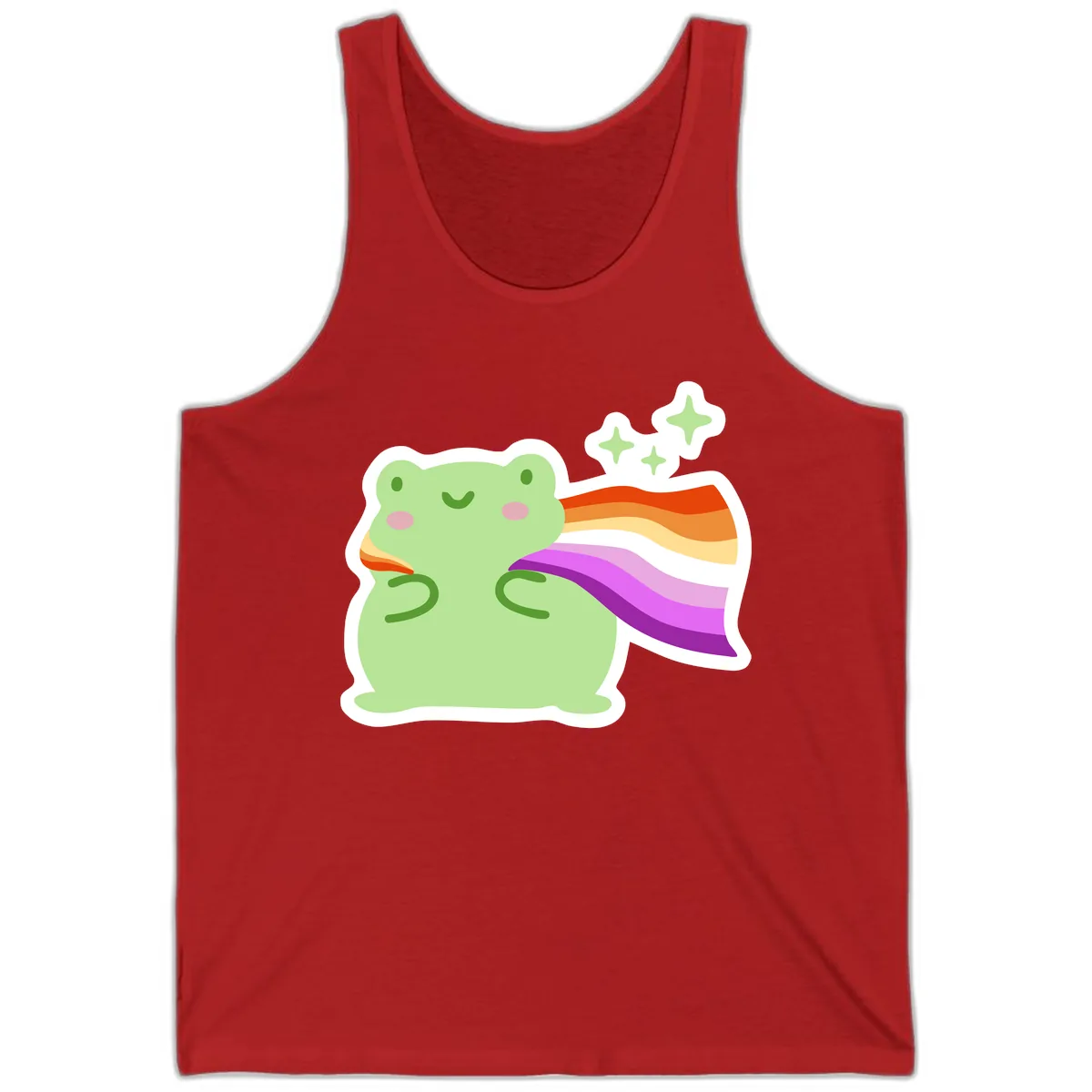 Rainbow Pride Frog With Stars Tank in Red