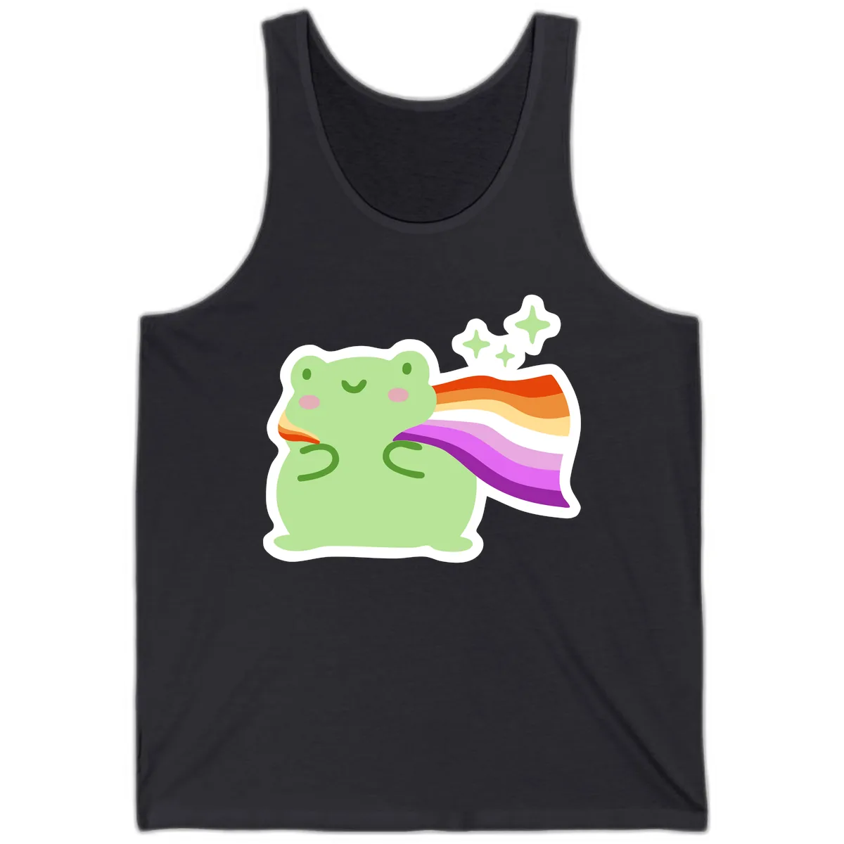 Rainbow Pride Frog With Stars Tank in Dark Grey