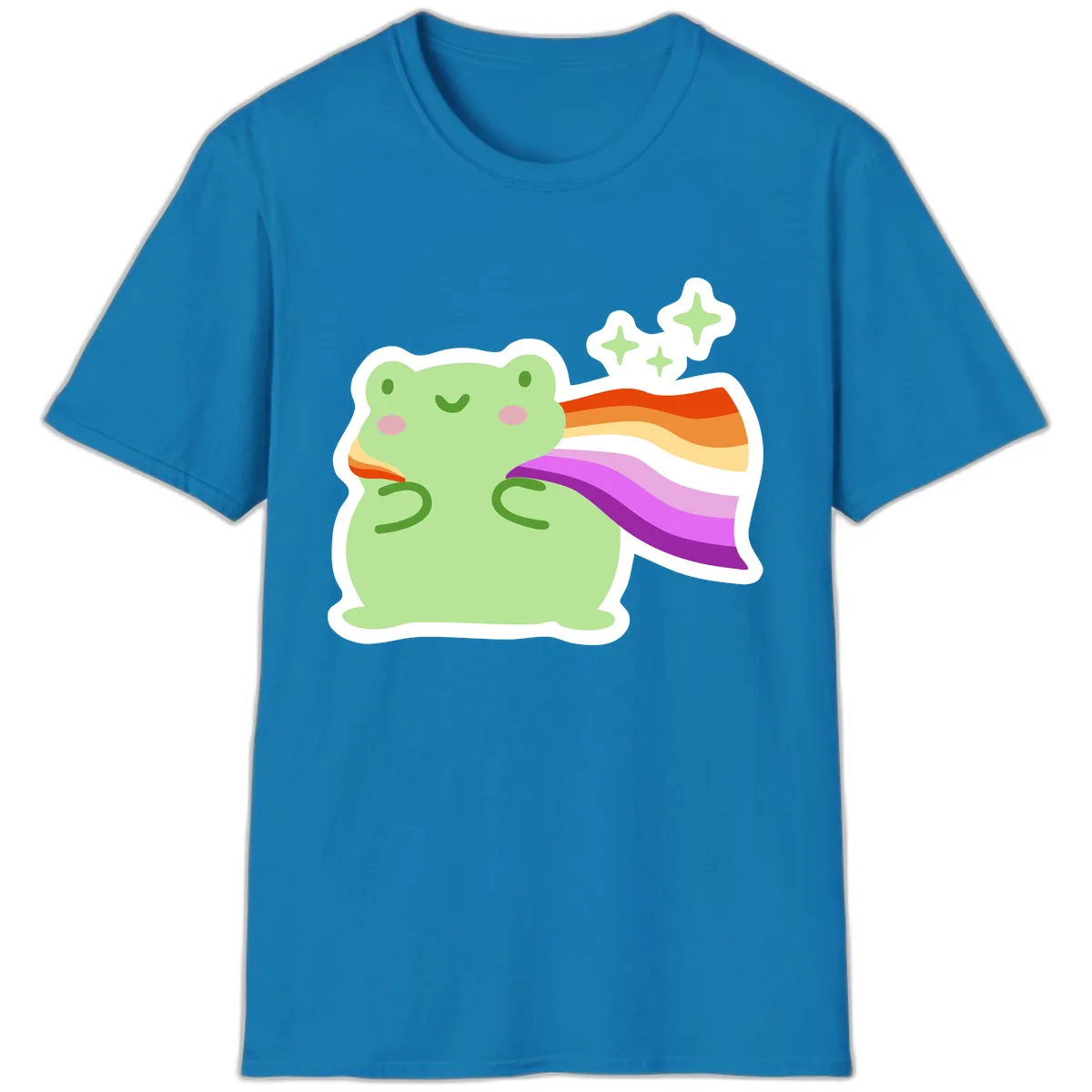 Rainbow Pride Frog With Stars T-Shirt in Sapphire