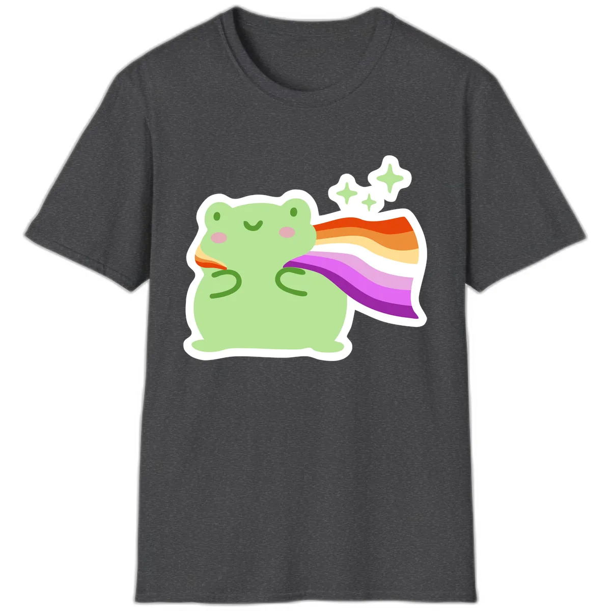 Rainbow Pride Frog With Stars T-Shirt in Dark Heather