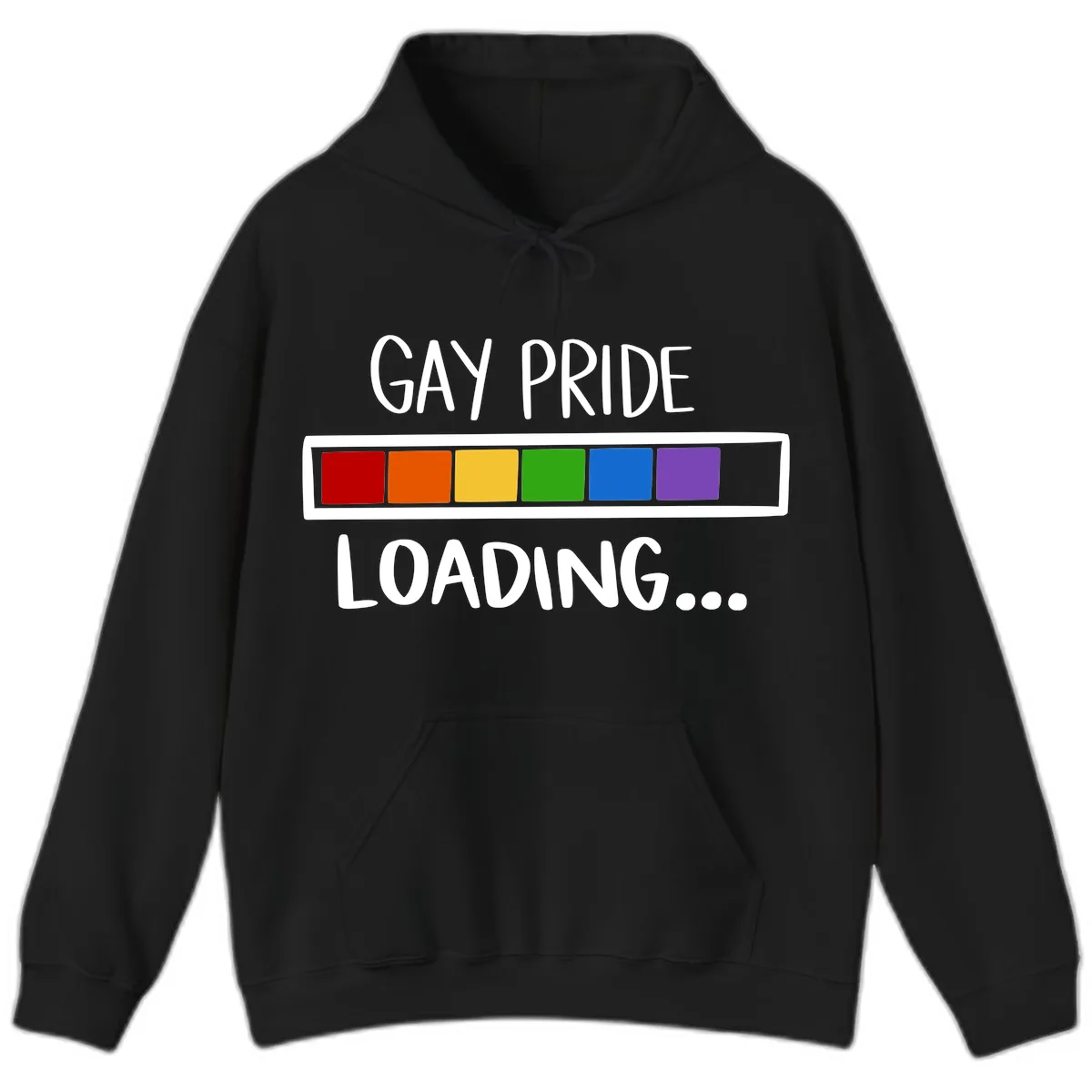 Gay Pride Loading Progress Bar Hoodie in Black
