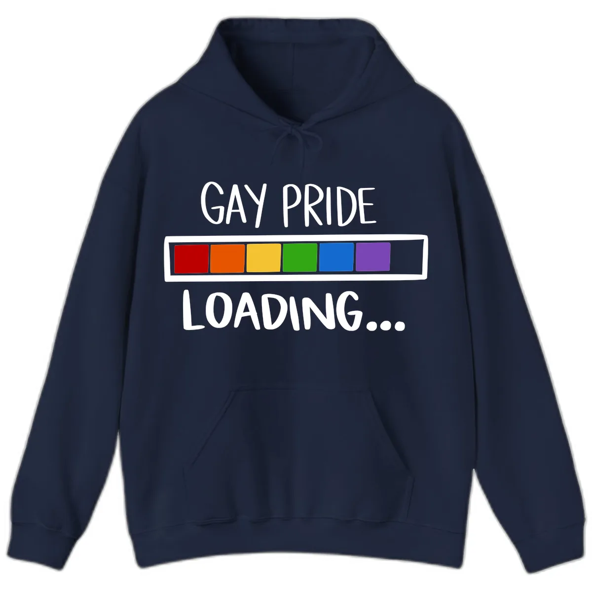 Gay Pride Loading Progress Bar Hoodie in Navy